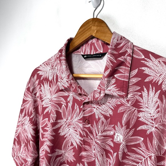Travis Mathew Sea Journey Golf Polo Shirt XL Pink White Floral All Over Print - Picture 5 of 13